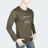 Men's Round Neck Full Sleeves Printed T-Shirt - Green, Men, T-Shirts And Polos, Chase Value, Chase Value