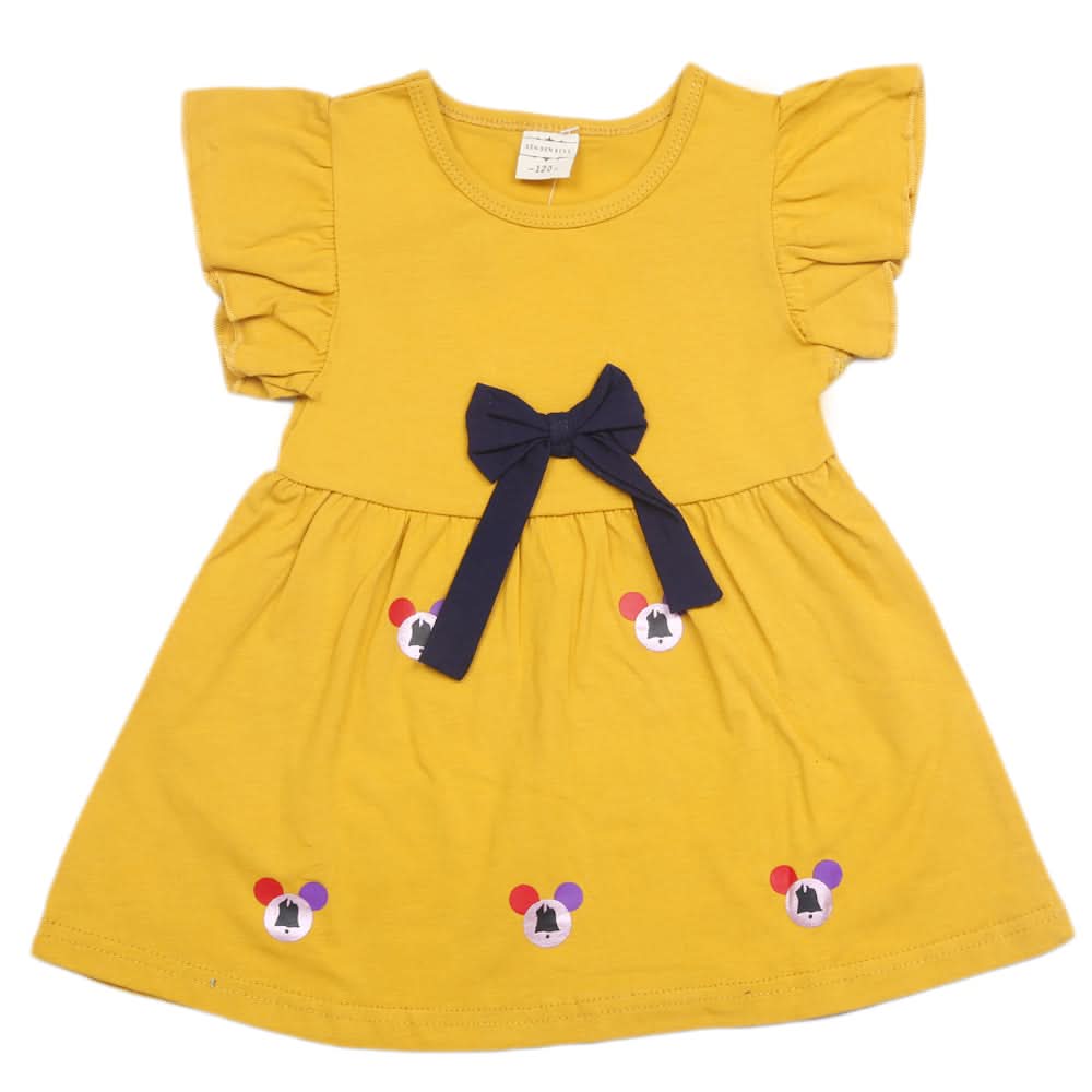 Newborn Girls Half Sleeves Frock - Mustard, Kids, Newborn Girls Frocks, Chase Value, Chase Value