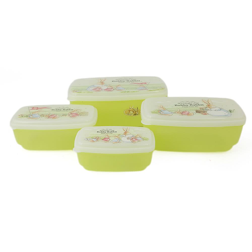 Rabbit Lunch Box 4 Pcs Set - Green, Home & Lifestyle, Storage Boxes, Chase Value, Chase Value