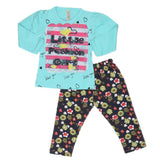 Girls Full Sleeves 2 Piece Suit - Cyan, Kids, Girls Sets And Suits, Chase Value, Chase Value
