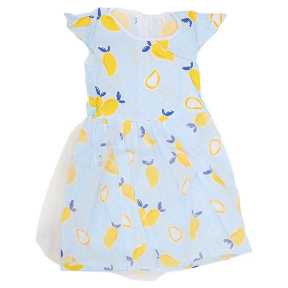 Girls Cotton Frock - Sky Blue, Kids, Girls Frocks, Chase Value, Chase Value