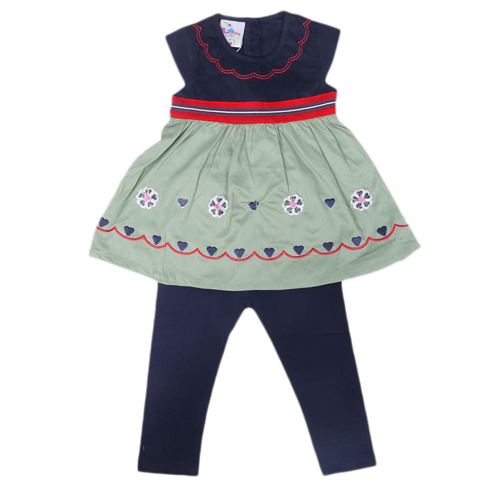 Newborn Girls Half Sleeves Suit - Green, Kids, Newborn Girls Sets And Suits, Chase Value, Chase Value