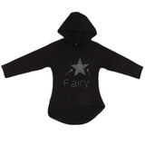 Girls Full Sleeves Hooded T-Shirt With Stone - Black, Kids, Girls T-Shirts, Chase Value, Chase Value