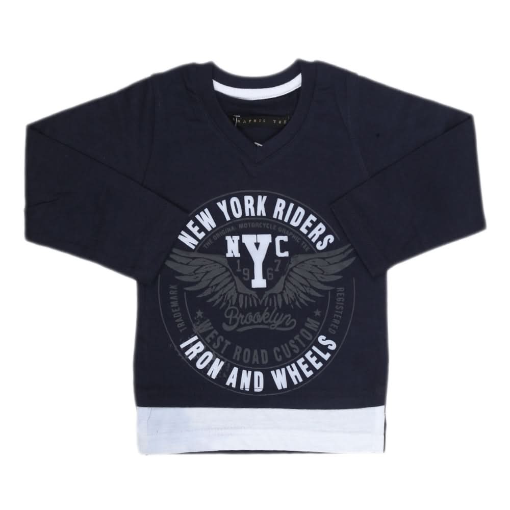 Boys Full Sleeves T-Shirt - Navy Blue, Kids, Boys T-Shirts, Chase Value, Chase Value