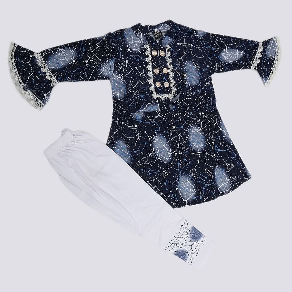 Girls 2 Pcs Full Sleeves Suit - Navy Blue, Kids, Girls Sets And Suits, Chase Value, Chase Value