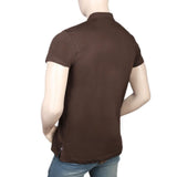 Men's Half Sleeves Band Collar T-Shirt - Dark Brown, Men, T-Shirts And Polos, Chase Value, Chase Value