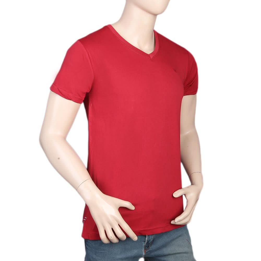 Men's Half Sleeves V-Neck T-Shirt - Red, Men, T-Shirts And Polos, Chase Value, Chase Value