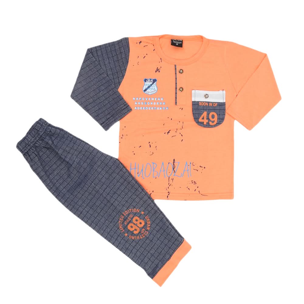 Boys 2 Pcs Suit Full Sleeves - Orange, Kids, Boys Sets And Suits, Chase Value, Chase Value