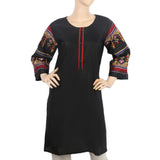 Women's Embroidered Kurti- 07 - Black, Women, Ready Kurtis, Chase Value, Chase Value