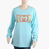 Women's Full Sleeves T-Shirt - Light Blue, Women T-Shirts & Tops, Chase Value, Chase Value