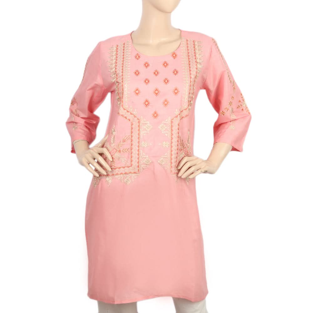 Women's Embroidered Kurti- 09 - Pink, Women, Ready Kurtis, Chase Value, Chase Value