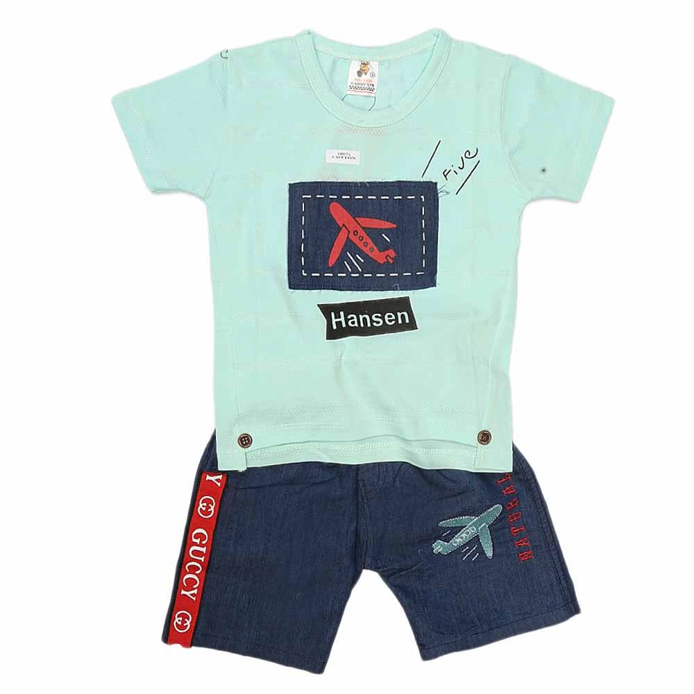 Boys Half Sleeves Suit (2339) - Cyan, Kids, Boys Sets And Suits, Chase Value, Chase Value