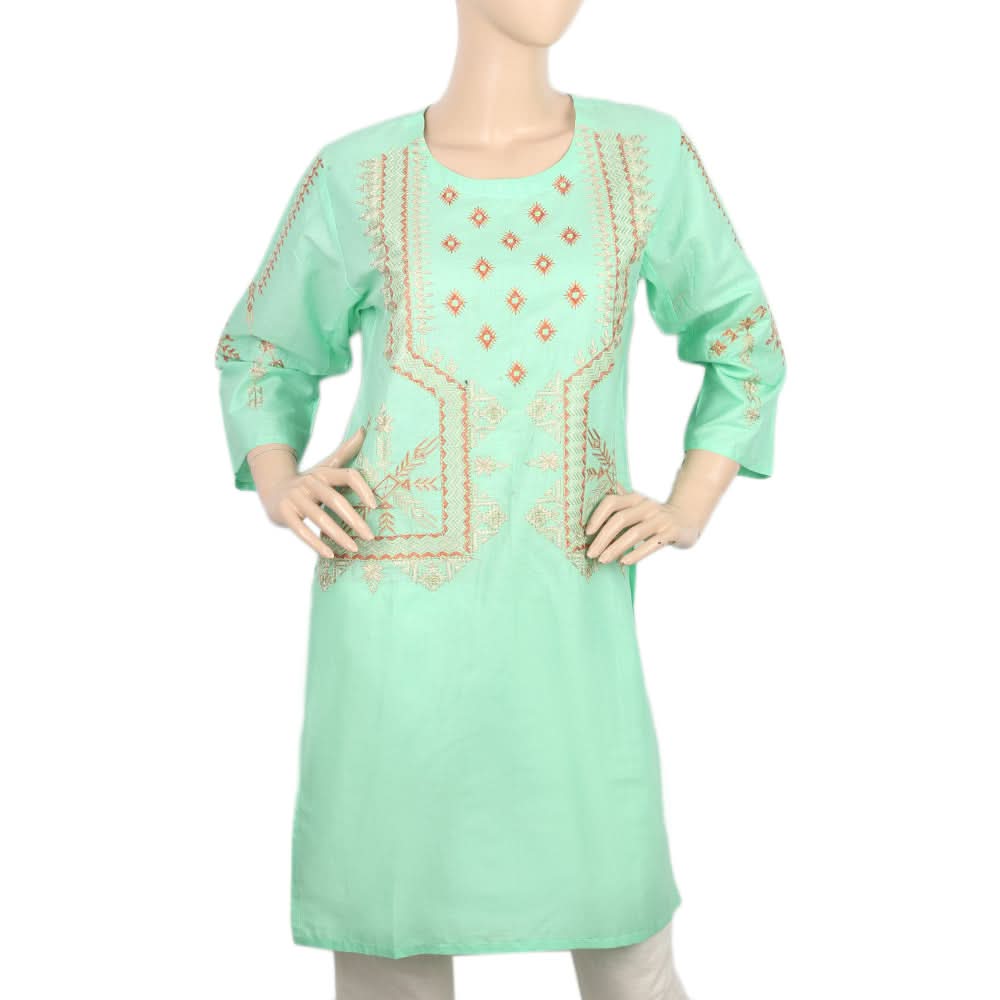 Women's Embroidered Kurti- 09 - Green, Women, Ready Kurtis, Chase Value, Chase Value
