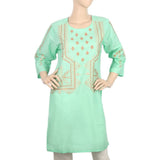 Women's Embroidered Kurti- 09 - Green, Women, Ready Kurtis, Chase Value, Chase Value