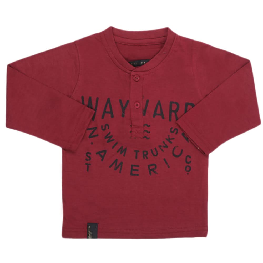 Boys Full Sleeves T-Shirt - Maroon, Kids, Boys T-Shirts, Chase Value, Chase Value