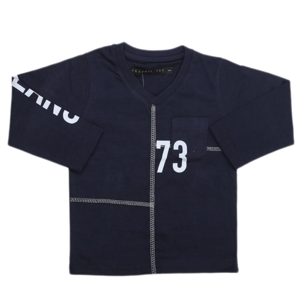 Boys Full Sleeves T-Shirt - Navy Blue, Kids, Boys T-Shirts, Chase Value, Chase Value