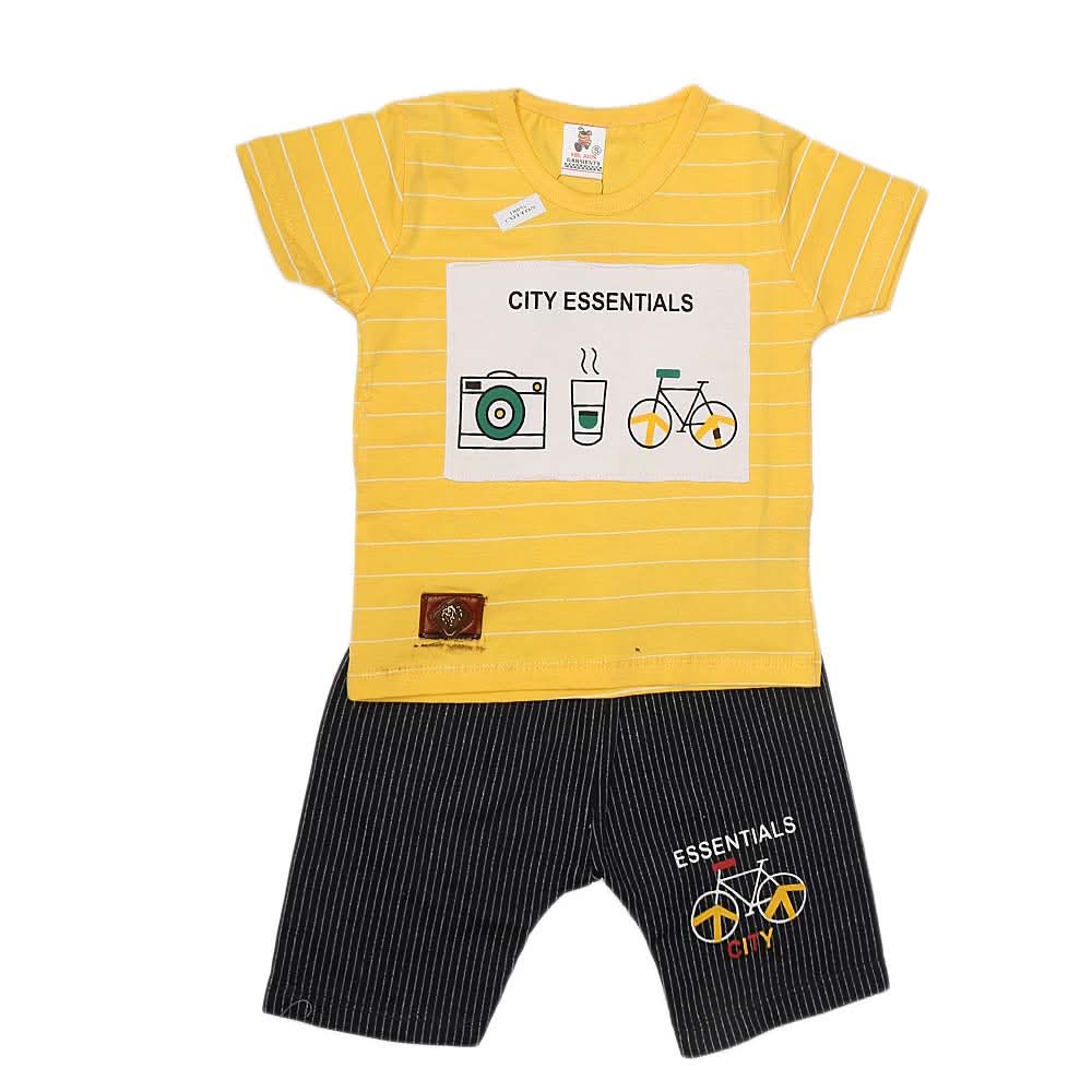 Boys Half Sleeves Suit (2316) - Yellow, Kids, Boys Sets And Suits, Chase Value, Chase Value