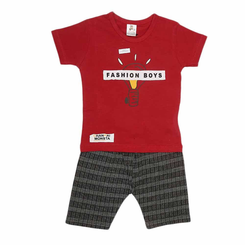 Boys Half Sleeves Suit (2325) - Maroon, Kids, Boys Sets And Suits, Chase Value, Chase Value