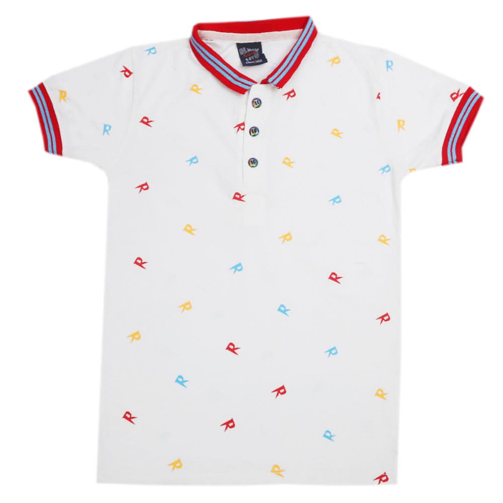 Boys Half Sleeves T-Shirt - White, Boys T-Shirts, Chase Value, Chase Value