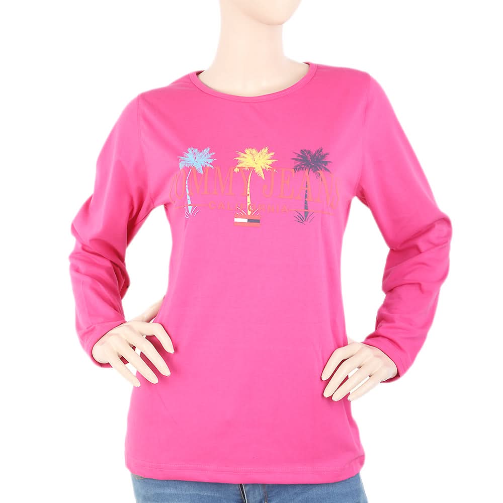 Women's Full Sleeves T-Shirt - Pink, Women, T-Shirts And Tops, Chase Value, Chase Value
