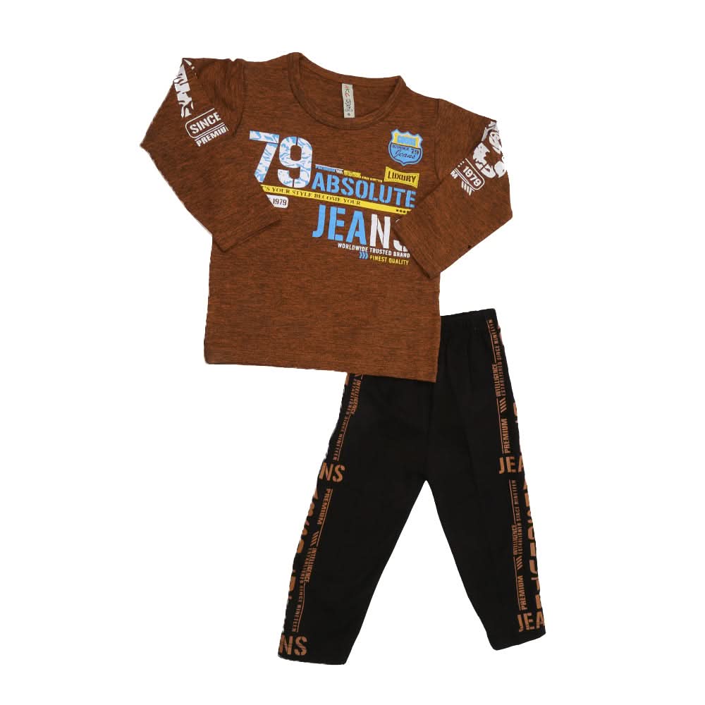 Boys 2 Pcs Suit Full Sleeves - Brown, Kids, Boys Sets And Suits, Chase Value, Chase Value