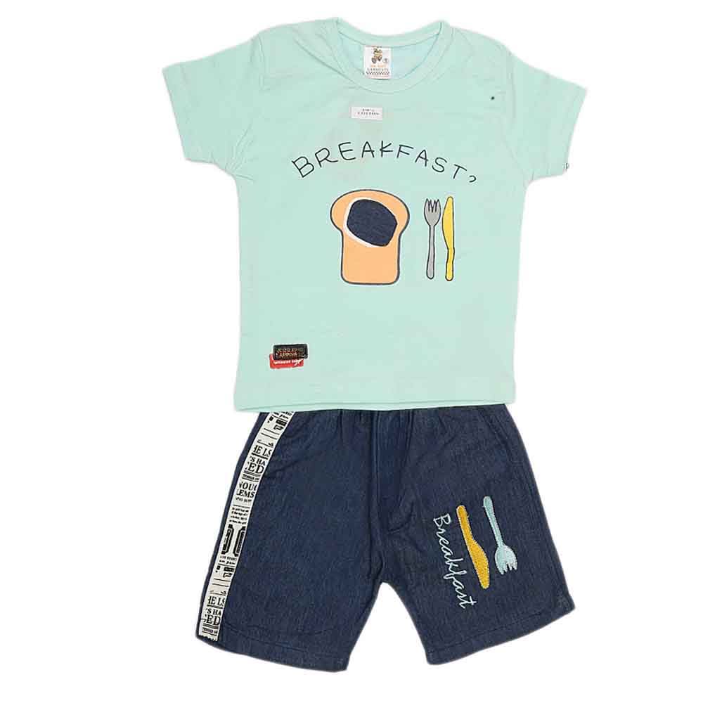 Boys Half Sleeves Suit (2324) - Cyan, Kids, Boys Sets And Suits, Chase Value, Chase Value