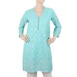 Women Fancy Chiffon Kurti - Cyan, Women, Ready Kurtis, Chase Value, Chase Value
