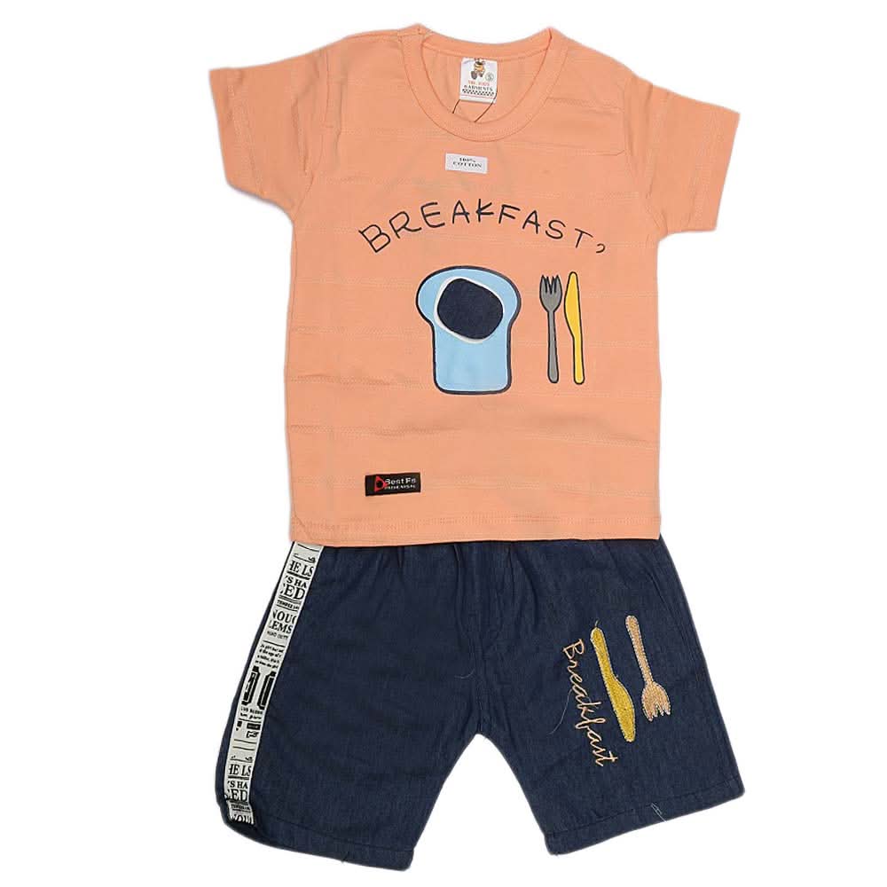 Boys Half Sleeves Suit (2324) - Peach, Kids, Boys Sets And Suits, Chase Value, Chase Value