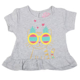 Newborn Girls Cat Palm T-Shirt - Grey, Kids, NB Girls T-Shirts, Chase Value, Chase Value