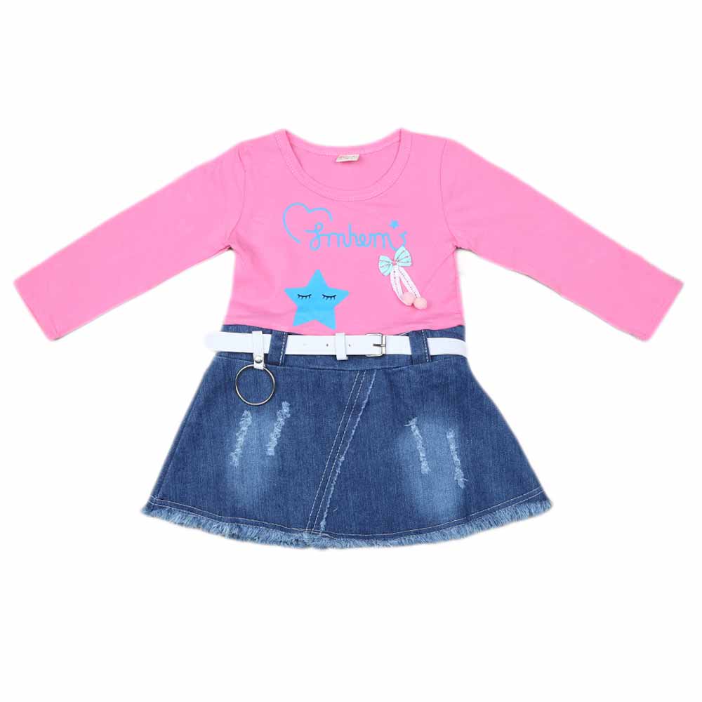Girls Full Sleeves Frock - Pink, Kids, Girls Frocks, Chase Value, Chase Value