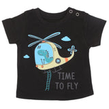 Newborn Boys Time To Fly T-Shirt - Black, Kids, NB Boys Shirts And T-Shirts, Chase Value, Chase Value