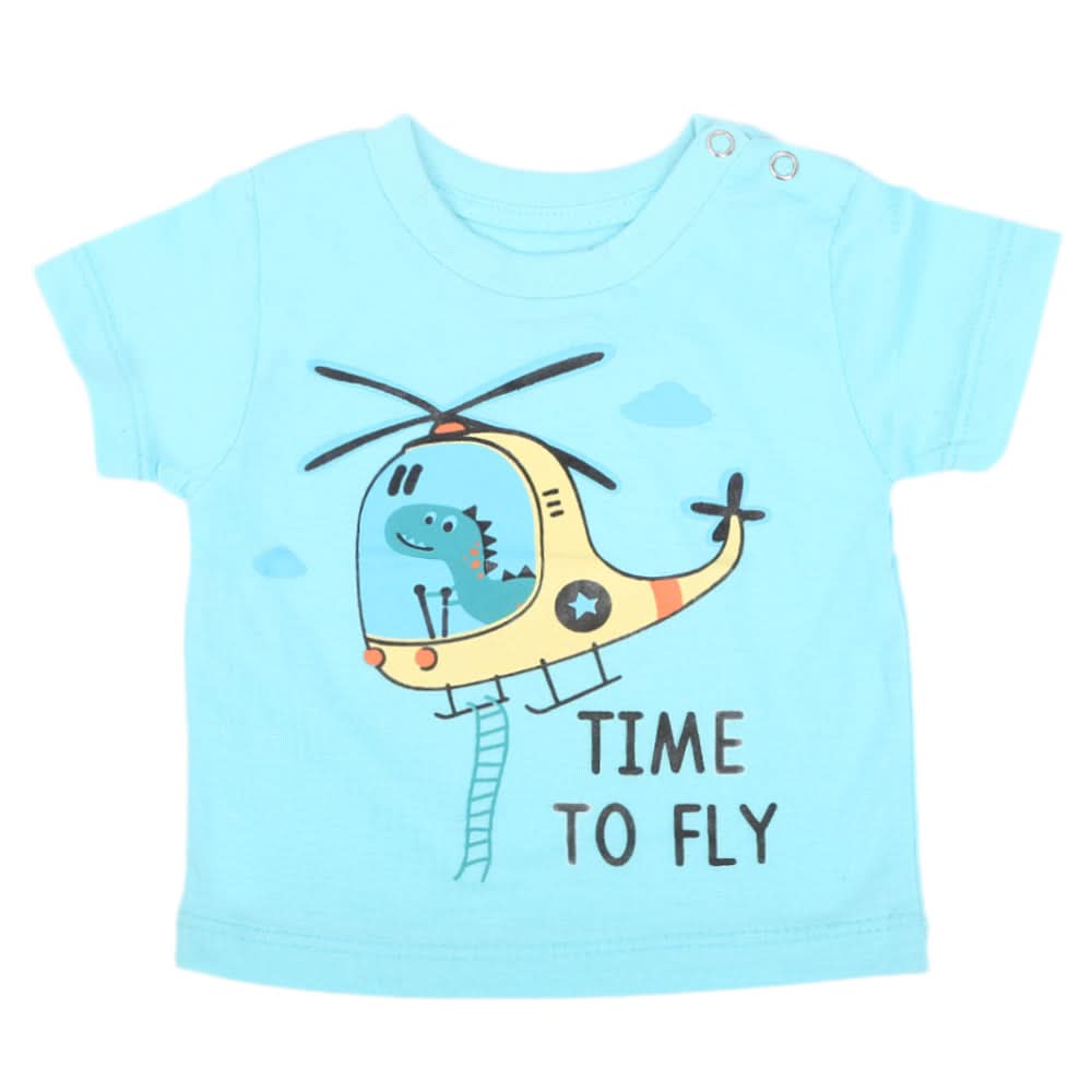 Newborn Boys Time To Fly T-Shirt - Blue, Kids, NB Boys Shirts And T-Shirts, Chase Value, Chase Value