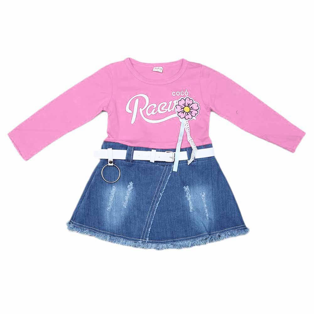 Girls Full Sleeves Frock - Pink, Kids, Girls Frocks, Chase Value, Chase Value