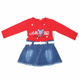 Girls Full Sleeves Frock - Red, Kids, Girls Frocks, Chase Value, Chase Value