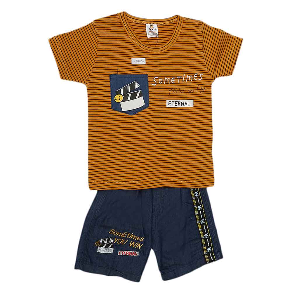 Boys Half Sleeves Suit (2207) - Mustard, Kids, Boys Sets And Suits, Chase Value, Chase Value