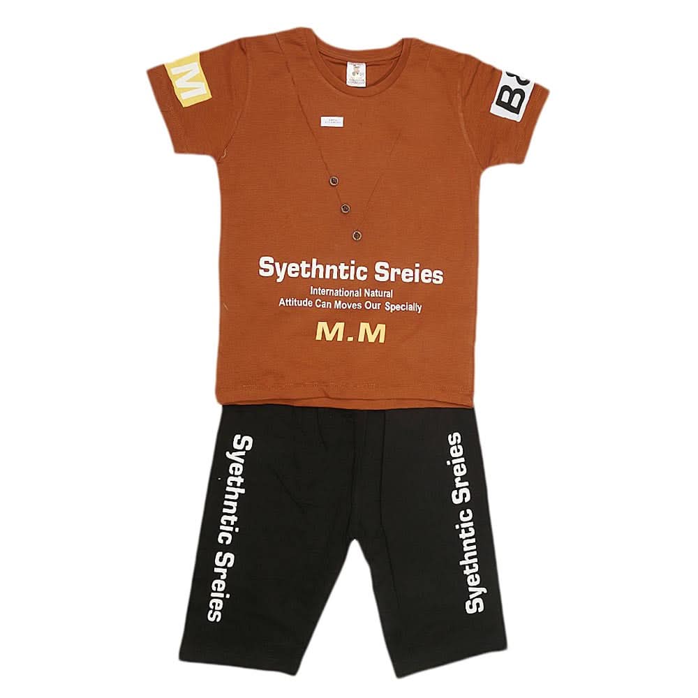 Boys Half Sleeves Suit (2226) - Brown, Kids, Boys Sets And Suits, Chase Value, Chase Value