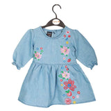 Girls Embroidered Denim Frock - Light Blue, Kids, Girls Kurti, Chase Value, Chase Value