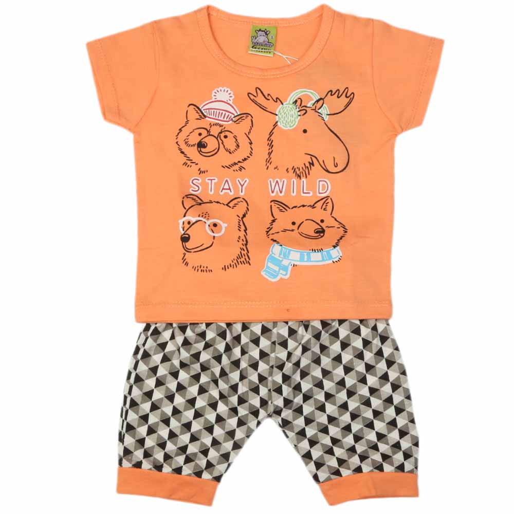 Newborn Boys Half Sleeves Suit - Orange, Kids, NB Boys Sets And Suits, Chase Value, Chase Value
