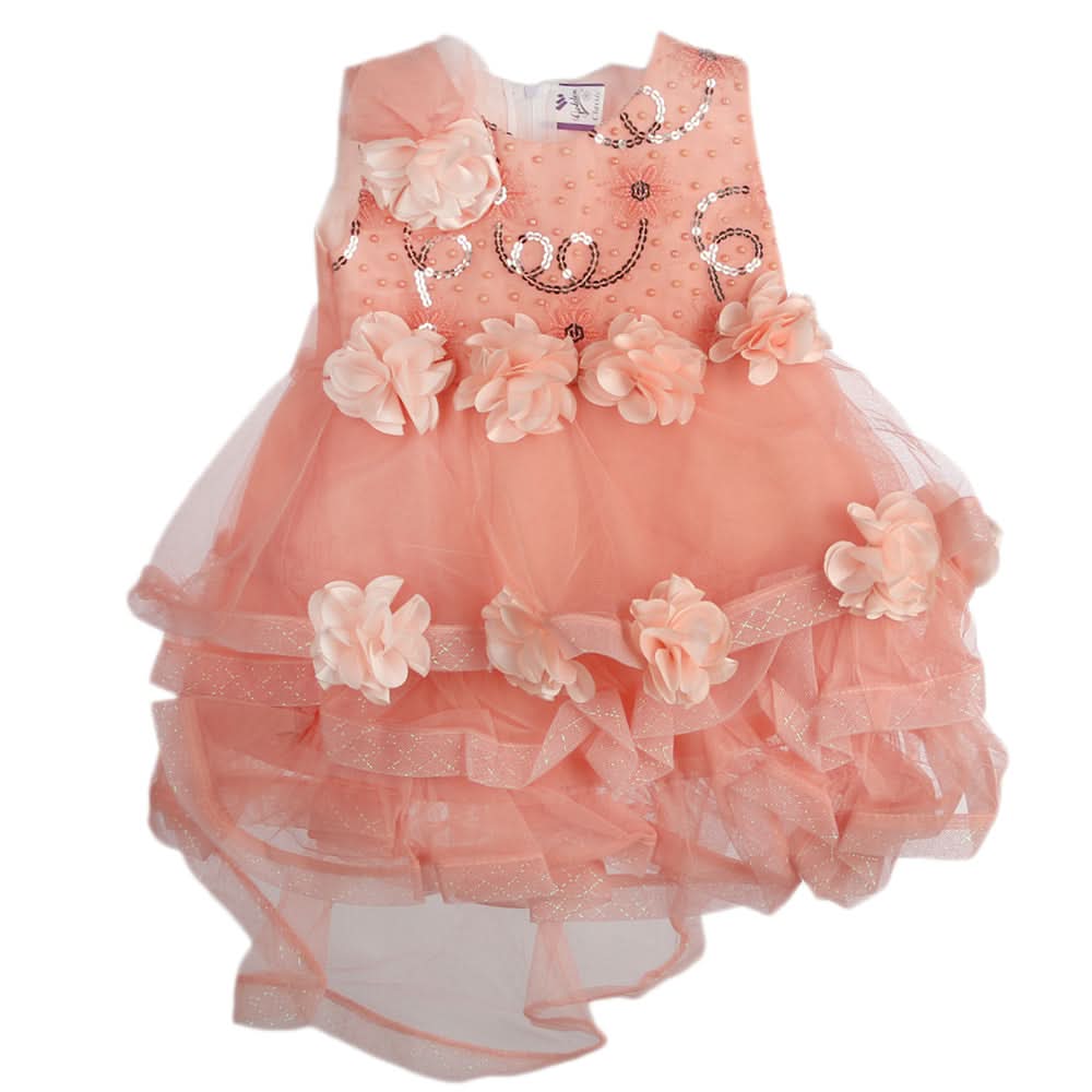 Girls Fancy Frock - Peach, Kids, Girls Frocks, Chase Value, Chase Value
