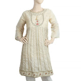 Women's Fancy Kurti With Stone - Beige, Women, Ready Kurtis, Chase Value, Chase Value