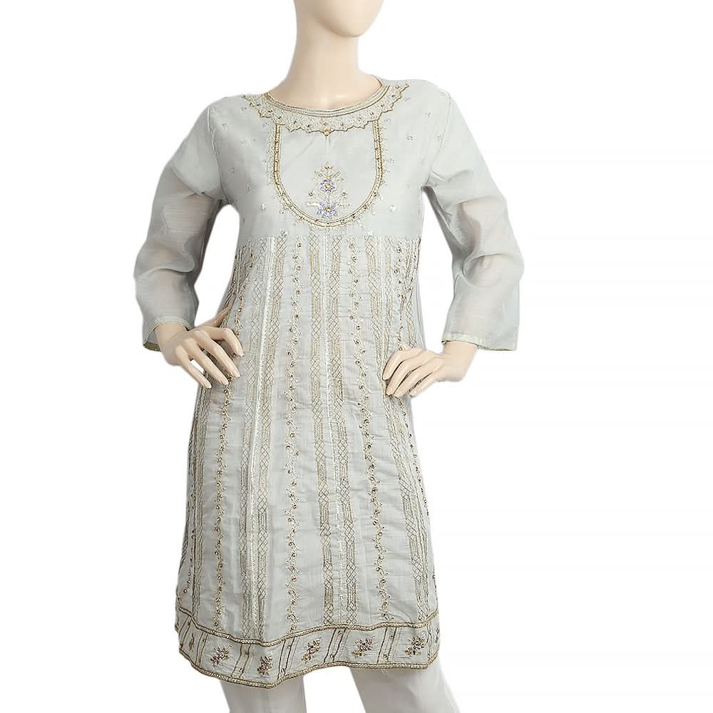 Women's Fancy Kurti With Stone - Grey, Women, Ready Kurtis, Chase Value, Chase Value