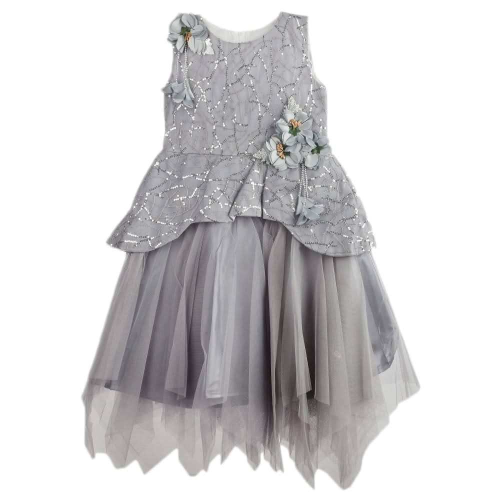 Girls Fancy Frock - Grey, Kids, Girls Frocks, Chase Value, Chase Value