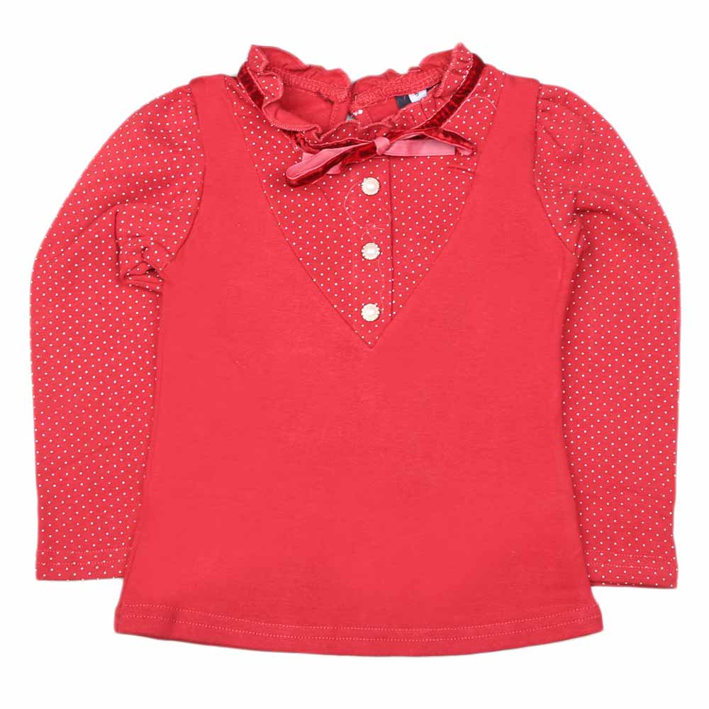 Girls Full Sleeves T Shirt - Maroon, Kids, Girls T-Shirts, Chase Value, Chase Value