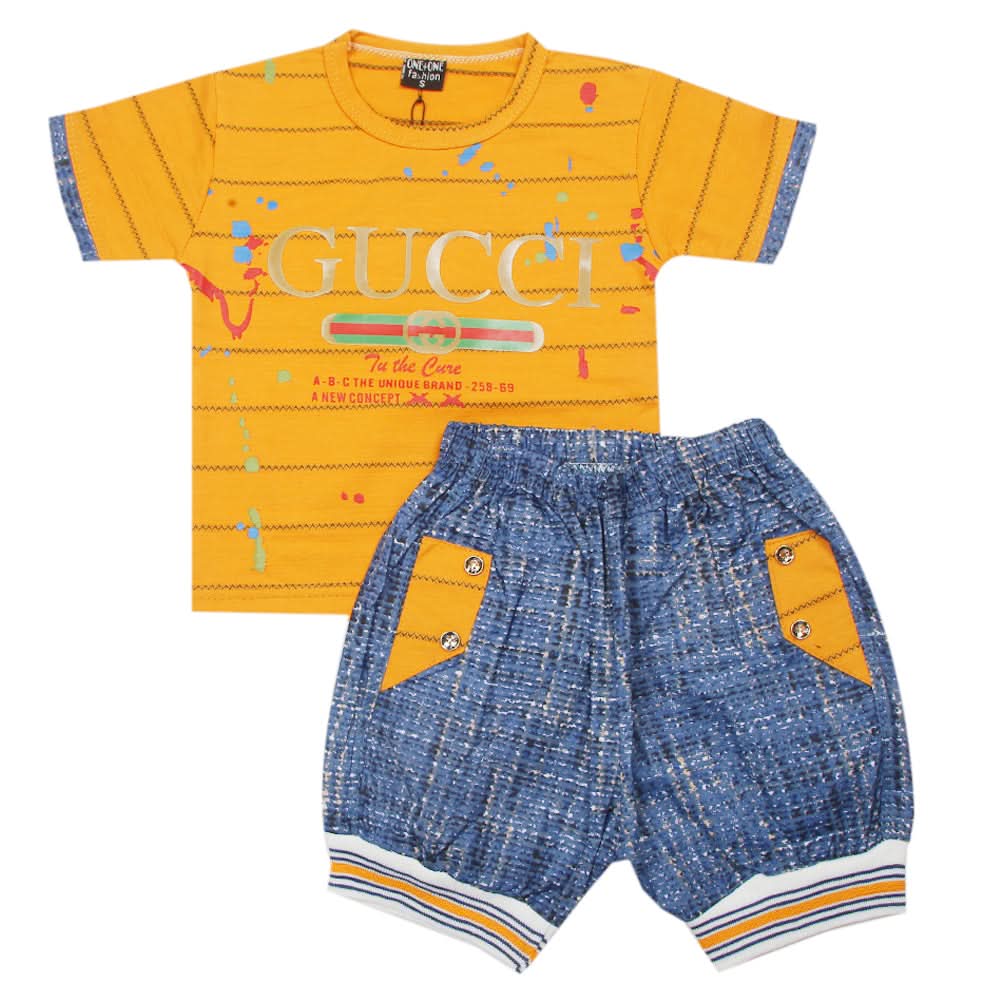 Boys Short Suit - Mustard, Kids, Boys Sets And Suits, Chase Value, Chase Value