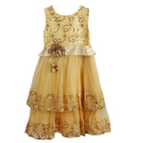 Girls Fancy Frock - Golden, Girls Frocks, Chase Value, Chase Value