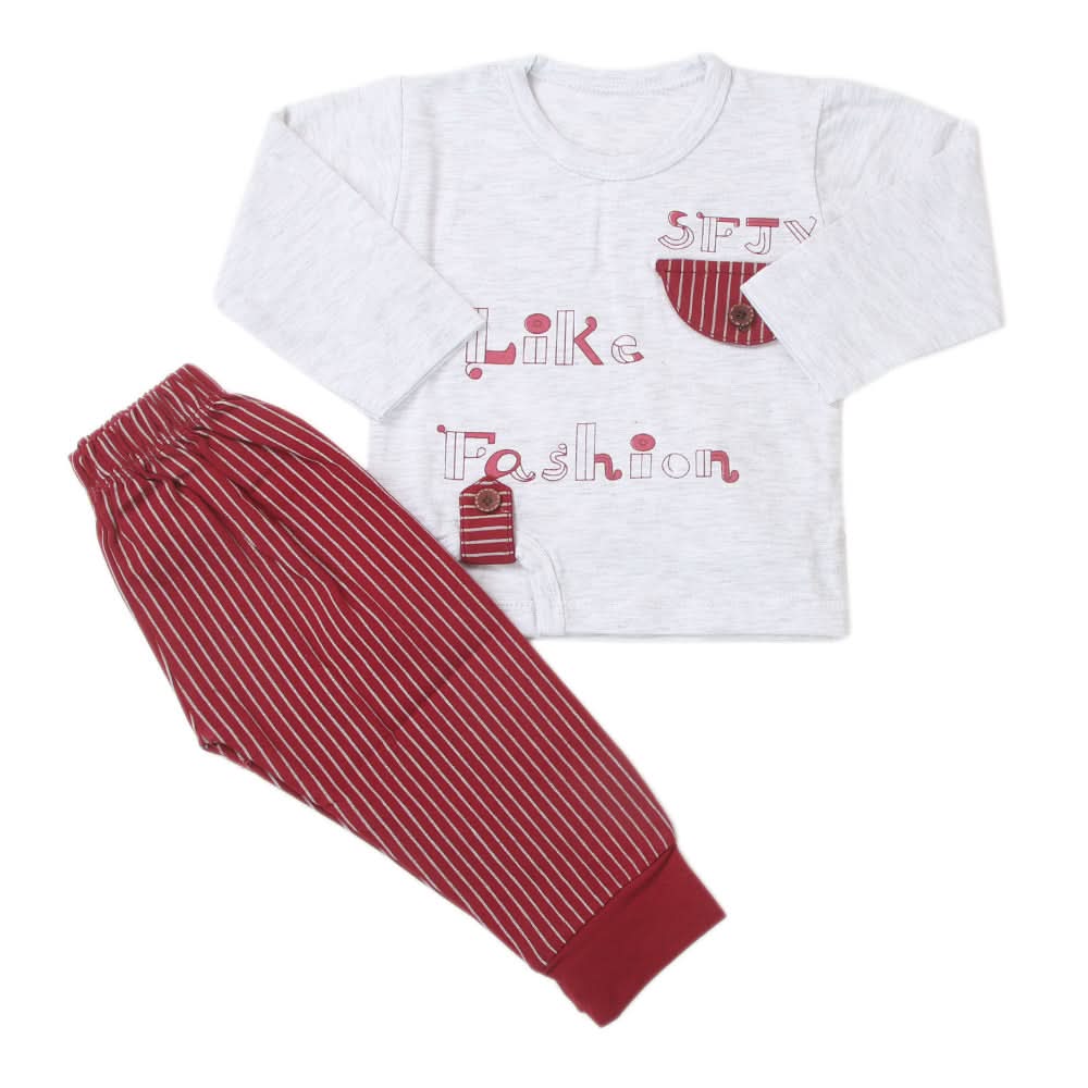 Newborn Boys Full Sleeves Suit (01001) - Maroon, Kids, NB Boys Sets And Suits, Chase Value, Chase Value