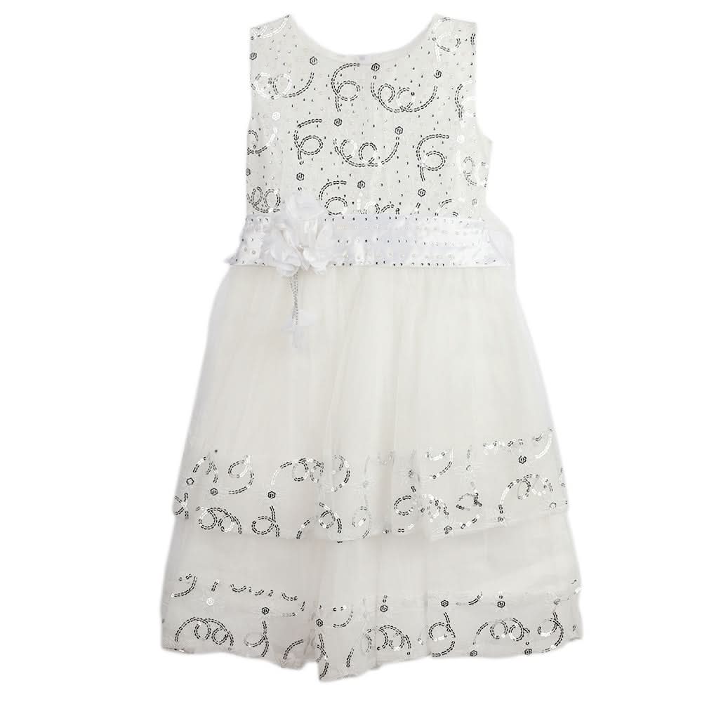 Girls Fancy Frock - White, Girls Frocks, Chase Value, Chase Value