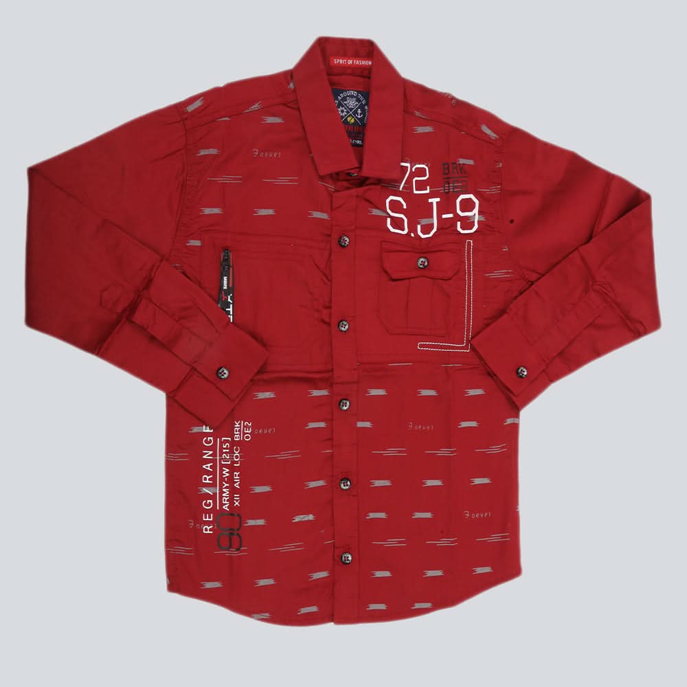 Boys Casual Shirt Full Sleeves - Maroon, Kids, Boys Shirts, Chase Value, Chase Value