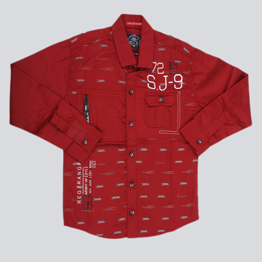 Boys Casual Shirt Full Sleeves - Maroon, Kids, Boys Shirts, Chase Value, Chase Value