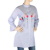 Women's Embroidered Kurti With Front Button - Light Blue, Women's Fashion, Chase Value, Chase Value